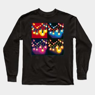 Luminous Lines: Pop Art's Twinkling Tapestry - Christmas Lights Long Sleeve T-Shirt